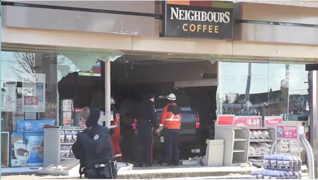 Truck crashes through store in north Edmonton: four hospitalized