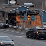 a truck overturned on a car at a hazardous intersection in Vallée-Jonction, highlighting the tragic consequences of failing to follow safety rules.
