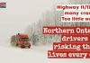 Ontario’s Highway 11-17: Crashes, Broken Lives… and Government Neglect Image showing a transport truck on Highway 11-17 in Northern Ontario, highlighting dangerous conditions and inadequate training concerns in the Canadian trucking industry.