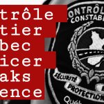 Close-up of a Contrôle routier Québec officer’s uniform sleeve showing the official badge logo, symbolizing authority and road safety enforcement in the commercial transport sector.