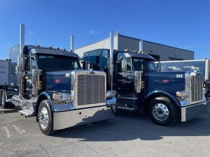 Trans-West trucks at their terminal in Lachine, QC.