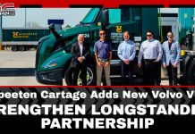 Verspeeten Cartage Adds New Volvo VNL to Strengthen Longstanding Partnership Volvo Trucks North America customer Verspeeten Cartage has taken delivery of the all-new Volvo VNL 300 to its company-owned fleet of 100% Volvo trucks, reinforcing a relationship that spans more than 30 years. Pictured L-R are Peter Currie, district sales manager, Volvo Trucks North America; Scott Verspeeten, president, Verspeeten Cartage Ltd.; Mike Wardle, dealer principal, Gerry’s Truck Centre; Doug Wardle, sales manager, Gerry’s Truck Centre; Matthew Blackman, managing director, Canada, Volvo Trucks North America.