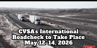 CVSA’s International Roadcheck to Take Place May 12–14, 2026 Text : CVSA’s International Roadcheck to Take Place May 12–14, 2026. Image : two heavy trucks on an highway.