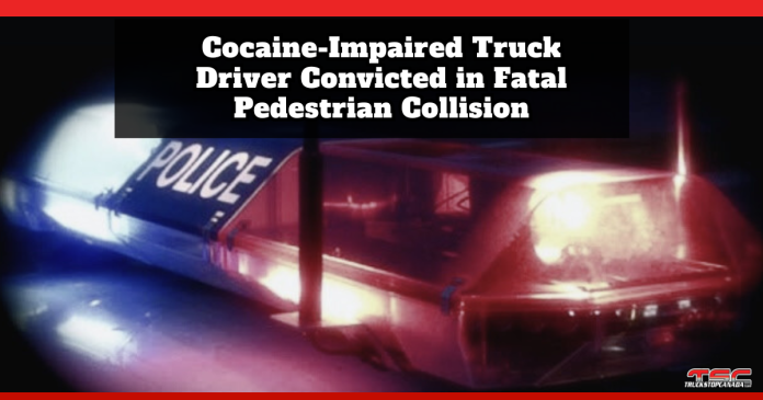 truck driver impaired cocaine Cocaine-Impaired Truck Driver Convicted in Fatal Pedestrian Collision (police lights).