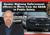 Quebec Highway Enforcement Officers to Move from the SAAQ to Public Safety Quebec highway enforcement vehicles alongside Public Security Minister Ian Lafrenière, illustrating the transfer of Quebec Highway Enforcement officers to Move from the SAAQ to Public Safety