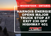 Harnois Énergies opens major travel stop in Woodstock, Ontario, at Exit 230 off Highway 401 Harnois Énergies Travel Stop in Woodstock, Ontario, a newly renovated truck stop on Highway 401 offering fuel, parking, showers, dining and services for truckers and travelers.
