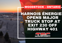Harnois Énergies opens major travel stop in Woodstock, Ontario, at Exit 230 off Highway 401 Harnois Énergies Travel Stop in Woodstock, Ontario, a newly renovated truck stop on Highway 401 offering fuel, parking, showers, dining and services for truckers and travelers.